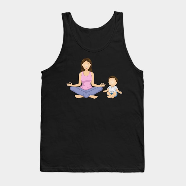 Mother and son doing meditation Tank Top by TheDesigNook